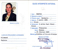 Carte de guide interprète national